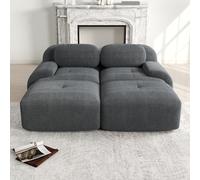 DHHU 208 cm Canapé d'angle Convertible, canapé compressé, 2 Places pour Salon,Moderne avec Pouf, canapé modulaire en Velours côtelé en Forme de L, Assise Extra Profonde, Aucun Assemblage requis