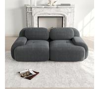 DHHU 208 cm Canapé d'angle Convertible, canapé compressé, 2 Places pour Salon,Moderne avec Pouf, canapé modulaire en Velours côtelé en Forme de L, Assise Extra Profonde, Aucun Assemblage requis