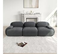 DHHU 298 cm Canapé d'angle Convertible, canapé compressé, 3 Places pour Salon,Moderne avec Pouf, canapé modulaire en Velours côtelé en Forme de L, Assise Extra Profonde, Aucun Assemblage requis