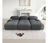 DHHU 298 cm Canapé d'angle Convertible, canapé compressé, 3 Places pour Salon,Moderne avec Pouf, canapé modulaire en Velours côtelé en Forme de L, Assise Extra Profonde, Aucun Assemblage requis