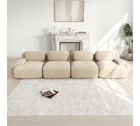DHHU 388 cm Canapé d'angle Convertible, canapé compressé, 4 Places pour Salon,Moderne avec Pouf, canapé modulaire en Velours côtelé en Forme de L, Assise Extra Profonde, Aucun Assemblage requis