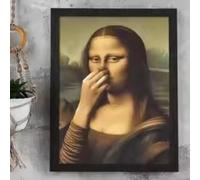 DHHXY Affiche humoristique et intéressante de la Joconde, peinture sur toile originale, décoration murale pour salle de bain, 30 x 42 cm, sans cadre
