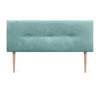 DHOME Tête de lit en Laine Naturelle avec Boutons et Pieds Tête de lit tapissée Chambre à Coucher Literie tapissée Winter Luxury (Laine Vert d'eau, 145x105cm (140/135))