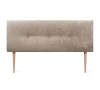 DHOME Tête de lit en Laine Naturelle avec Boutons et Pieds Tête de lit tapissée Chambre à Coucher Literie tapissée Winter Luxury (Laine Brun Clair, 160x105cm (150/160))
