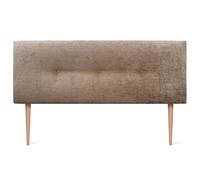DHOME Tête de lit en Laine Naturelle avec Boutons et Pieds Tête de lit tapissée Chambre à Coucher Literie tapissée Winter Luxury (Leine Brune, 160x105cm (150/160))