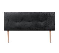 DHOME Tête de lit en Laine Naturelle avec Boutons et Pieds Tête de lit tapissée Chambre à Coucher Literie tapissée Winter Luxury (Laine Noire, 160x105cm (150/160))