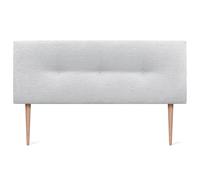 DHOME Tête de lit en Laine Naturelle avec Boutons et Pieds Tête de lit tapissée Chambre à Coucher Literie tapissée Winter Luxury (Leine Blanche, 135x105cm (120/135))