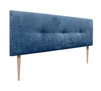 DHOME Tête de lit en Laine Naturelle avec Boutons Tête de lit tapissée Chambre à Coucher Literie tapissée Winter Luxury (Leine Bleue, 150x105cm (150))