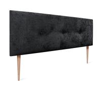 DHOME Tête de lit en Laine Naturelle avec Boutons Tête de lit tapissée Chambre à Coucher Literie tapissée Winter Luxury (Laine Noire, 145x105cm (140/135))