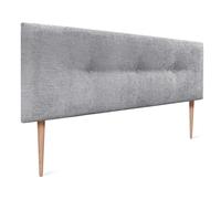 DHOME Tête de lit en Laine Naturelle avec Boutons Tête de lit tapissée Chambre à Coucher Literie tapissée Winter Luxury (Leine Gris Clair, 145x105cm (140/135))