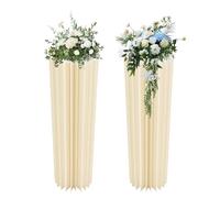 DHQCQL Lot de 2 colonnes décoratives de mariage avec couvercle en acrylique - 1 m - Pliable - En carton - Support de fleurs cylindrique - Pour mariage, fiançailles, anniversaire, décoration de table