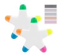 DHSBGWSX 2 Surligneurs Étoiles À Cinq Branches, 100 Autocollants D'Index, Stylo Tout-En-Un Étoile À Cinq Branches, Marqueur 5 Couleurs, Surligneur Créatif, Papeterie Scolaire Et De Bureau