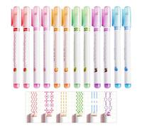 DHSBGWSX Lot de 12 Surligneurs Courbes à Motifs, Marqueurs de Contenu, Stylos Graffiti - Pour Agendas, Scrapbooking, Notes (Multicolore)