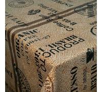 DHT-Wachstuch Nappe en Toile cirée, Nappe de Table, Largeur et Longueur au Choix, Sac à café Marron Beige 100 x 180 cm Rectangulaire Nappe de Jardin Lavable