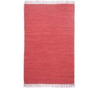 Dhurry Happy Cotton Tapis tissé Plat en 100% Coton, tissé à la Main, Lavable, utilisable des Deux côtés, 120 x 180 cm, Rouge