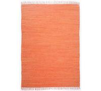 Dhurry Happy Cotton Tapis tissé Plat en 100% Coton, tissé à la Main, Lavable, utilisable des Deux côtés, 120 x 180 cm, Terre Cuite