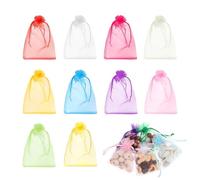 DHWEKU 100 Pièces Sachet Organza, Pochette Cadeau 7x9 cm, Pochette Bijoux, Sachet Lavande, Sac Organza Transparent pour Fête De Noël Anniversaire