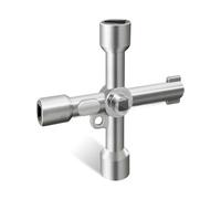 DHWEKU Clé à 4 Voies, 72,22 mm * 72,33 mm n Croix, Pour Compteurs d'Eau, d'Électricité Et De Gaz, Armoires Électriques, Armoires De Radiateurs (Argent)