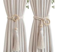 DHYUACN Attache Rideau Boho 2 pièces Boucle de Journal réglable Coton Cordon Rideau Cravate Frange Boho Chic Corde Paquet Chambre Salon décor à la Maison