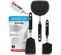 DI ORO® - Série Designer - Spatules de cuisine en silicone et acier inoxydable - Résistantes à la chaleur à 315 °C - Meilleures spatules ajourées - Parfaites pour des oeufs et des crêpes