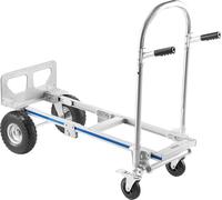 Diable 2 en 1, capacité de charge de 453,6 kg en mode 4 roues, diable convertible avec poignée et roues antidérapantes, chariot portable pour déménagement, bureau, entrepôt, supermarché