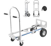 Diable 2 en 1 SucceBuy 454 kg, chariot de transport à 4 roues, chariot à plate-forme convertible avec poignée antidérapante, chariot à main portable pour les déménagements, le bureau, l'entrepôt et le
