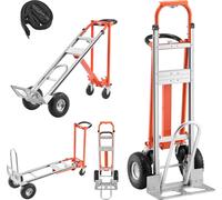 Diable 4 en 1 SucceBuy, capacité de charge de 453,6 kg en mode 4 roues, diable polyvalent avec poignée antidérapante et roues robustes, diable en alliage d'aluminium, idéal pour les déménagements, les