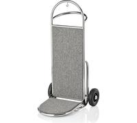 Diable à bagages gris acier inoxydable, argent, surface de pose pliable, 61 x 70,5 x 121 cm