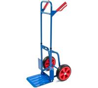 Diable | Capacité de charge : 200 kg | H x l : 112 x 47 cm | Profondeur de la pelle : 29 cm | Pliable | En acier | Poignée télescopique | Bleu | Peu encombrant | Pliable | Transport de charges | Diabl