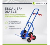 Juskys Diable d'escalier Pliable - Monte-escalier avec pneus en Caoutchouc Dur et Cadre en Acier - etiable pour déménagement & Objets Lourds Diable d'escalier