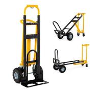 Diable de Transport Pliant en Métal 3 en 1 COSTWAY-4 Roues-Poignée Ergonomique,Plaque de Base Extensible-136 kg-Entrepôt,Maison