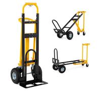 Diable et chariot de transport 3 en 1 COSTWAY, diable de transport max. 250 kg, chariot à plate-forme max. 350 kg, chariot pliable, diable en métal