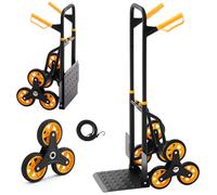 Diable monte-escaliers - Diable pliable - Capacité de charge de 150 kg - 6 roues - Avec 2 sangles de fixation - Pour la maison, les courses et l'entrepôt