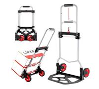 Diable pliable 120 KG en aluminium, Diable de manutention, Chariots à main Portable Hauteur Réglable, Avec Roues en Caoutchouc