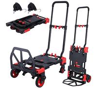 Diable Pliable 2 en 1 avec capacité de Charge de 150 kg, avec poignée rétractable et 4 Roues en Caoutchouc, Chariot Pliable Portable pour Bagages, Voyage, Bureau