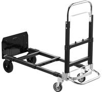 Diable pliable 2 en 1, capacité de charge de 226,9 kg en mode 4 roues, diable convertible avec roues et poignée réglable, chariot portable pour déménager à la maison, au bureau ou dans un entrepôt.