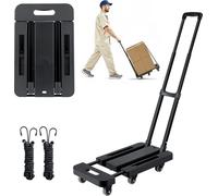 Diable pliable, capacité de charge 227 kg, chariot de transport à 6 roues, 2 câbles élastiques & base extensible inclus, chariot de transport idéal pour l'aéroport, les bagages, les déménagements de b