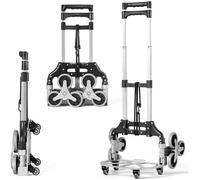 Diable Pliable en Aluminium COSTWAY-Hauteur Réglablede Jusqu'à 106,5 CM-80KG--Poignée Télescopique-Corde Elastique