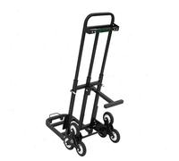 Diable pour escaliers - Chariot de transport pliable - 6 roues - Capacité de charge de 210 kg - Structure en acier - Poignée réglable en hauteur - Noir