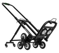 Diable pour escaliers - Chariot de transport pliable - Capacité de charge de 150 kg - 8+2 roues pour escaliers - Poignée réglable en hauteur de 73 à 114,5 cm - Châssis en acier - Noir