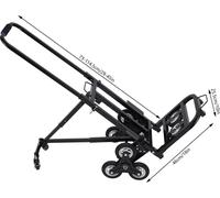 Diable pour escaliers - Pliable - 10 roues (8+2) - Jusqu'à 150 kg - Poignée réglable en hauteur de 73 à 114,5 cm - Châssis en acier - Roues en PU/caoutchouc