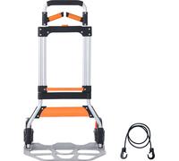 Diable SucceBuy, pliable, capacité de charge 138 kg, chariot portable en aluminium, chariot transformable avec poignée télescopique, roues en PP+TPR pour déménagements, stockage