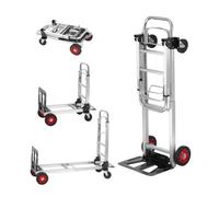 VEVOR Diable Pliant en Aluminium 2-en-1 Diable Chariot de Déménagement de Manutention Charge 181 kg Diable Convertible en Chariot à Plate-forme Roues Caoutchouc pour Transport Entrepôt Marchandises