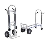 VEVOR Diable Pliant en Aluminium 2-en-1 Diable Chariot de Déménagement de Manutention Charge 363 kg Diable Convertible en Chariot à Plate-forme Roues Caoutchouc pour Transport Entrepôt Marchandises