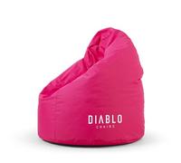 Diablo Pouf Poire Gaming Enfant Ergonomique Imperméable 80 x 110 x 80 cm | Pouf poire enfant rempli de billes, Cordura durable et imperméable, léger, compact, motif gaming, coloris rose.