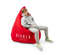 Diablo Pouf Poire Gaming XXL Beanbag Pouf avec Remplissage pour Adultes avec des Perles EPS Polyester 110 cm x 100 cm (Rouge)
