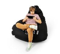 Diablo Pouf Poire Gaming XXL Beanbag Pouf avec Remplissage pour Adultes avec des Perles EPS Polyester 110 cm x 100 cm (Noir)