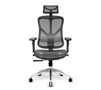 Diablo V-Basic Chaise de Bureau Ergonomique Résille Accoudoirs 3D Gris-Noir