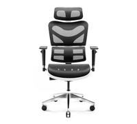 Diablo V-Commander Chaise de Bureau Ergonomique Accoudoirs 3D Soutien Lombaire Appuie-tête Siège Réglables Tissu de Filet Blanc-Noir