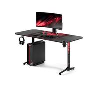 Diablo X-Mate Grand Bureau Gaming PC Ergonomique 160x75x75 cm | Grand bureau gamer ergonomique effet carbone avec crochet casque et porte-gobelet, plateau 160 x 75 cm, hauteur 75 cm.